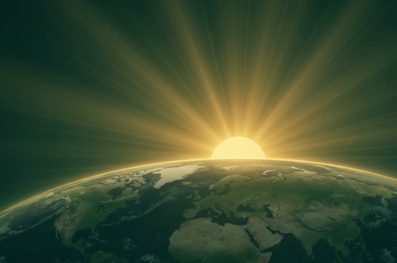 Poster frame for The Future We Can Create: the sun cresting the earth