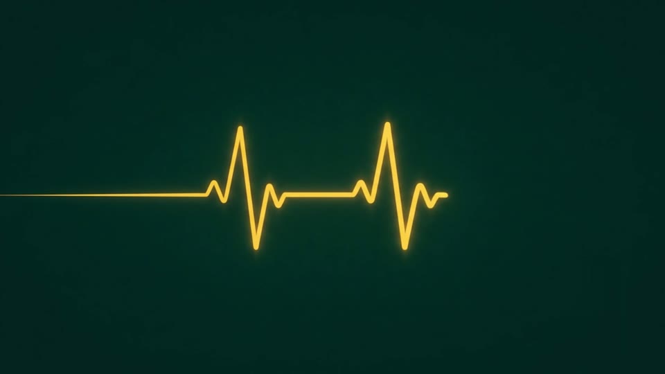 A glowing amber heartbeat line from the BeWell'r film